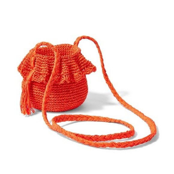 NWT RHODE x Target Crochet Bucket Bag Dark Orange Boho Beach Vacation Ruffle - Picture 1 of 8